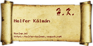 Helfer Kálmán névjegykártya